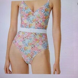 NWT J Crew Liberty Fabric One Piece Belted Floral Swimsuit 16